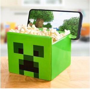 Minecraft NEW IN BOX  Creeper Ceramic Streaming Snack Bowl with Phone Holder O/S